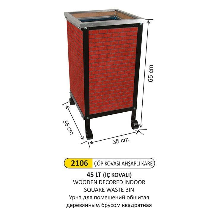 45 LT AHŞAP DEKORLI ÇÖP KOVASI