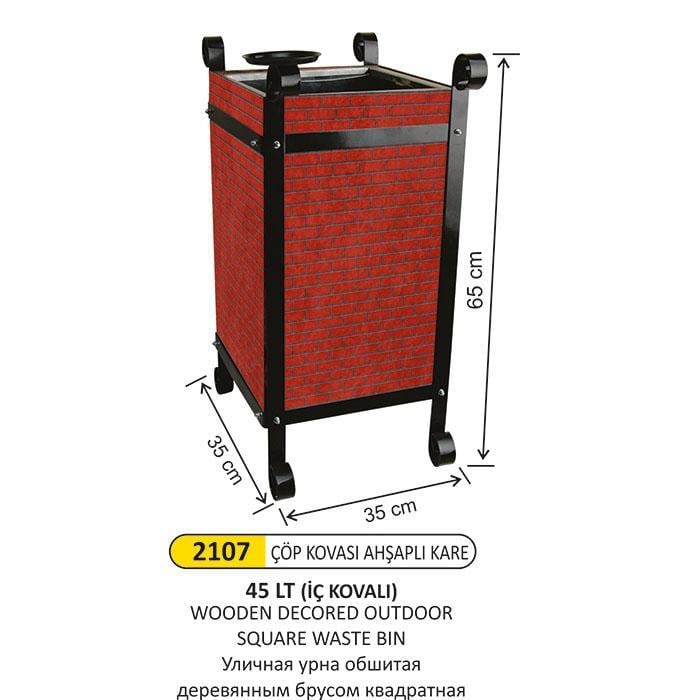 45 LT AHŞAP DEKORLU ÇÖP KOVASI