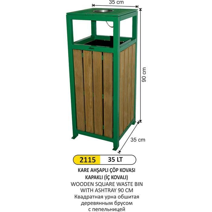 35 LT AHŞAP DEKORLU KARE ÇÖP KOVASI İÇ KOVALI