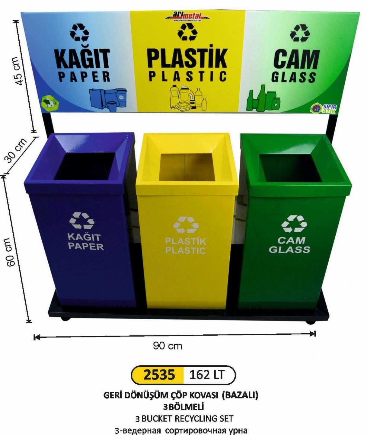 GERİ DÖNÜŞÜM SETİ 3 LÜ BOYALI 162 LT