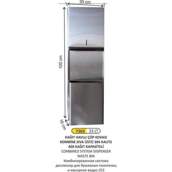 KAĞIT HAVLU VE ÇÖP KOVALI SIVA ÜSTÜ KOMBİNE SET