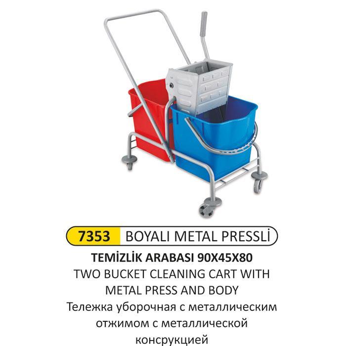 BOYALI METAL PRESSLİ TEMİZLİK ARABASI 90x45x87