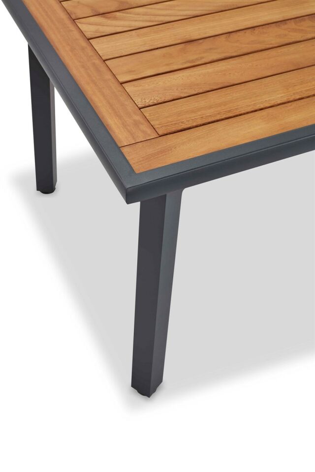 BERLİN ALÜMİNYUM BAHÇE MASASI - 95x155 cm - ANTRASİT GÖVDE - AHŞAP TABLA