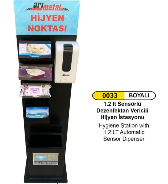 Hijyen İstasyonu ve 1.2 LT Plastik Sensörlü Dezenfektan Verici