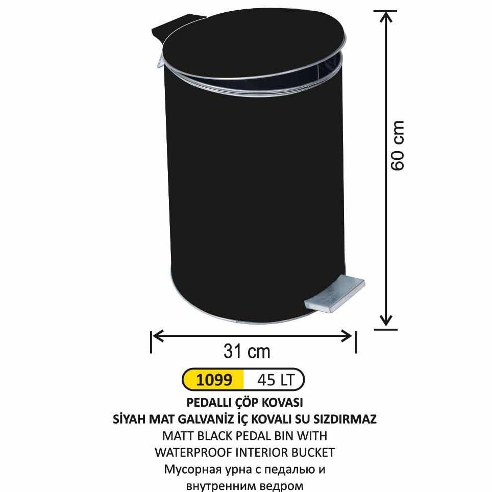 GALVANİZ BOYALI PEDALLI ÇÖP KOVASI 40 LİTRE