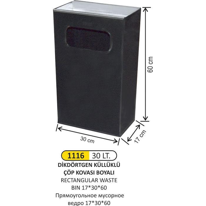 30 LT BOYALI DİKDÖRTGEN KÜLLÜKLÜ ÇÖP KOVASI