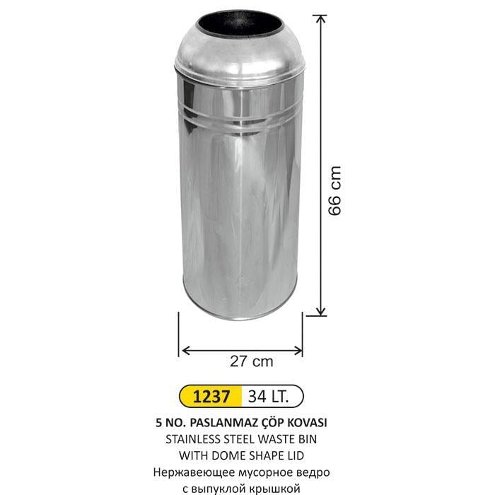 34 LT 5 N0 PASLANMAZ ÇÖP KOVASI