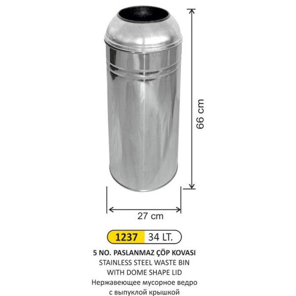 34 LT 5 N0 PASLANMAZ ÇÖP KOVASI