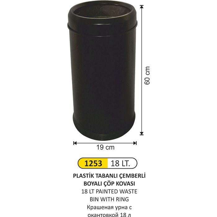 18 LT PLASTİK TABANLI ÇEMBERLİ BOYALI ÇÖP KOVASI