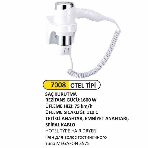OTEL TİPİ SAÇ KURUTMA MAKİNESİ