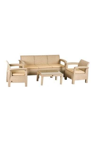 AMAZON RATTAN BAHÇE GRUBU l 1 ÜÇLÜ 2 TEKLİ 1 SEHPA