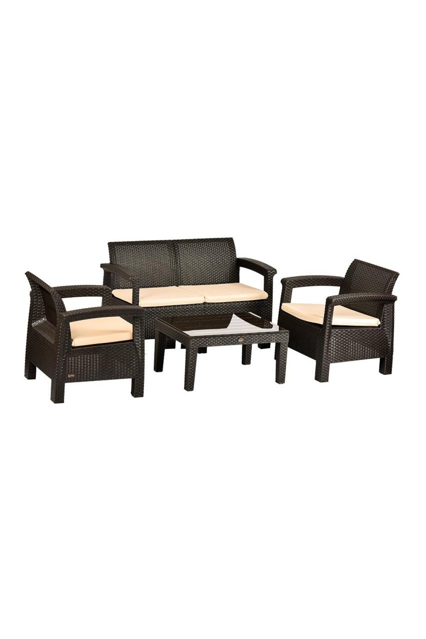 TOSCANA RATTAN OTURMA GRUBU l 1 İKİLİ 2 TEKLİ 1 SEHPA