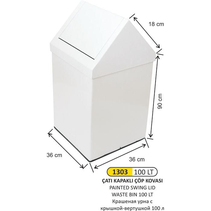 100 LT ÇATI KAPAKLI BOYALI ÇÖP KOVASI