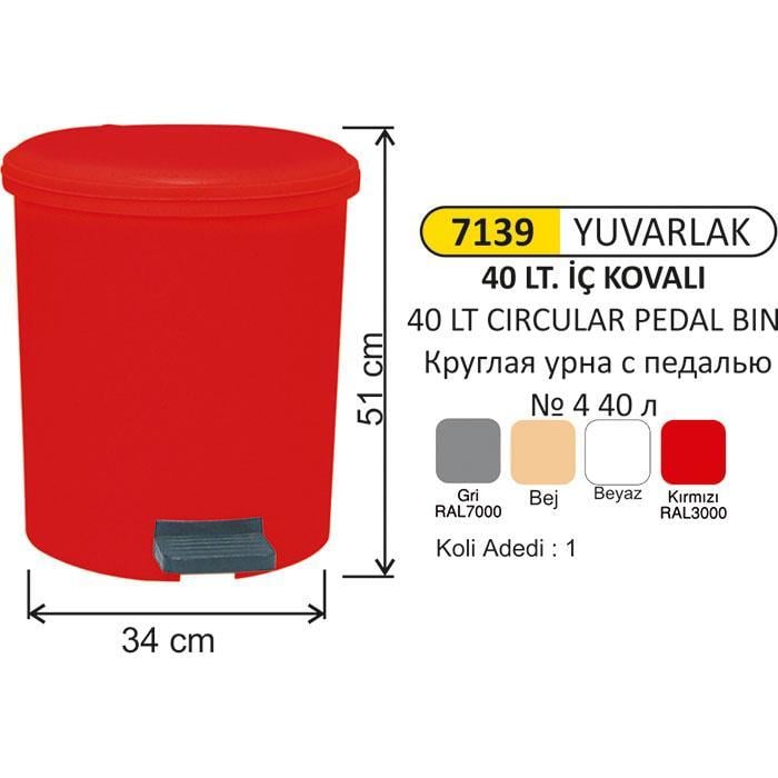 40 LT YUVARLAK Pedallı ÇÖP KOVASI