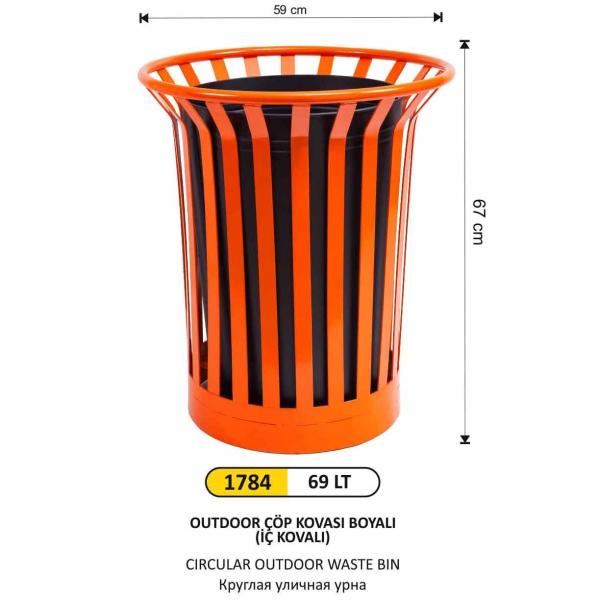 OUTDOOR ÇÖP KOVASI BOYALI İÇ KOVALI 69 LT