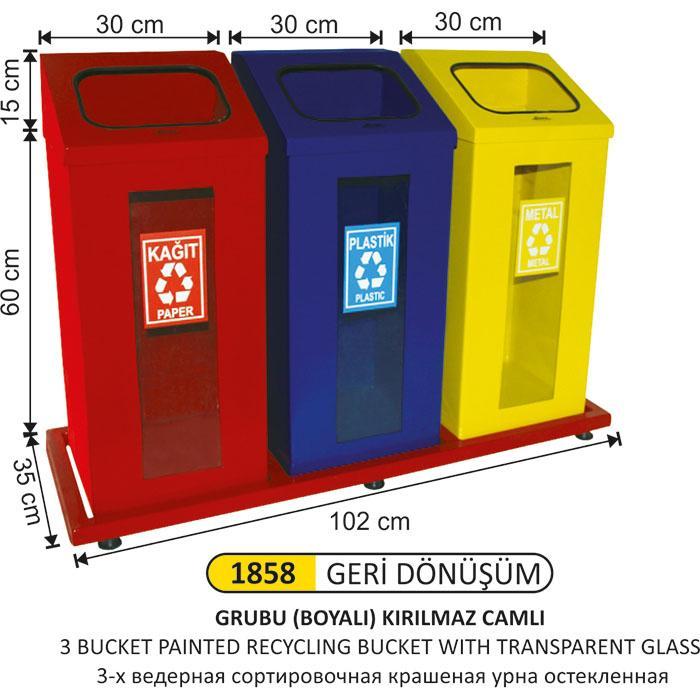3 BÖLMELİ ŞEFFAF CAMLI BOYALI GERİ DÖNÜŞÜM SET