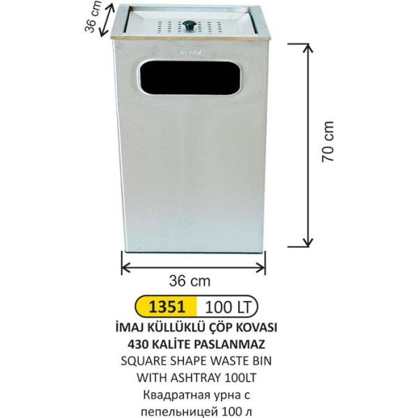 100 LT İMAJ KÜLLÜKLÜ PASLANMAZ ÇÖP KOVASI