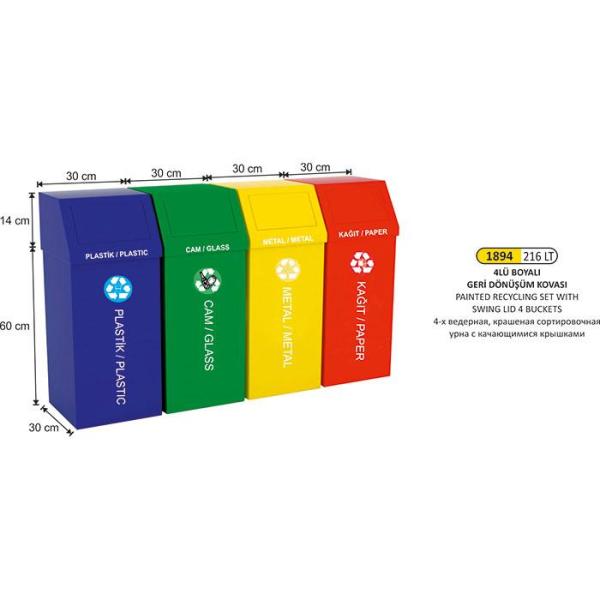 216 LT DÖRTLÜ GERİ DÖNÜŞÜM SETİ BOYALI