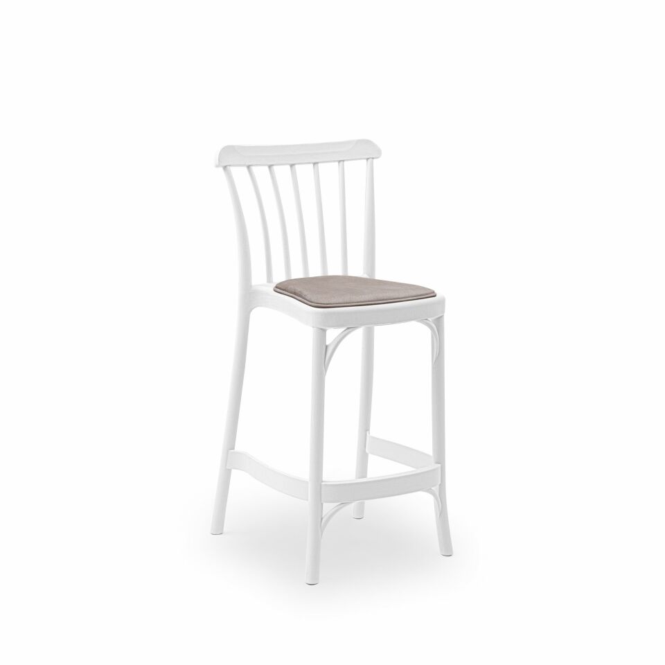 Gozo Pad Bar Sandalyesi SÜT BEYAZ - 65cm Yükseklik