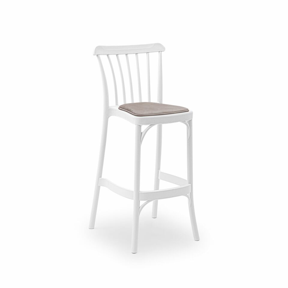 Gozo Pad Bar Sandalyesi SÜT BEYAZ - 75cm Yükseklik