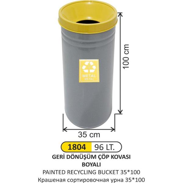 96 LT GERİ DÖNÜŞÜM BOYALI ÇÖP KOVASI