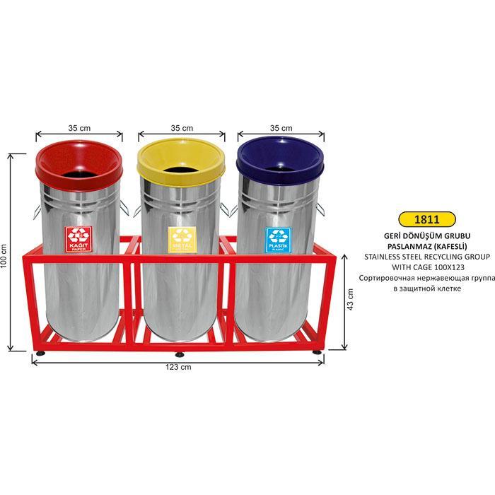 ÜÇLÜ GERİ DÖNÜŞÜM SETİ PASLANMAZ