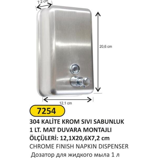 304 KALİTE PARLAK PASLANMAZ 1 LT Sıvı SABUNLUK