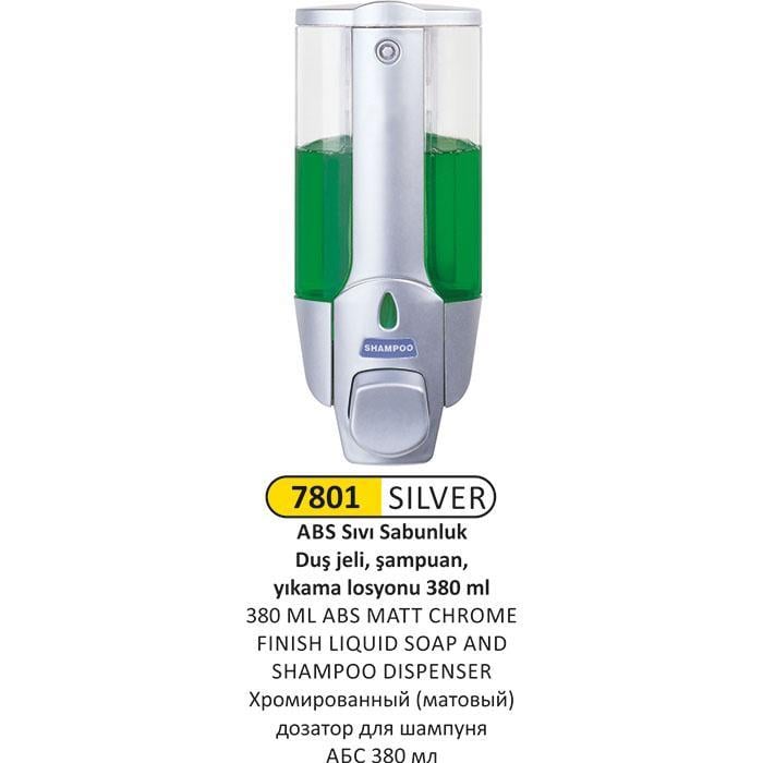 380ML GÜMÜŞ ŞEFFAF ABS PLASTİK Sıvı SABUN - ŞAMPUAN - LOSYON VERİCİ