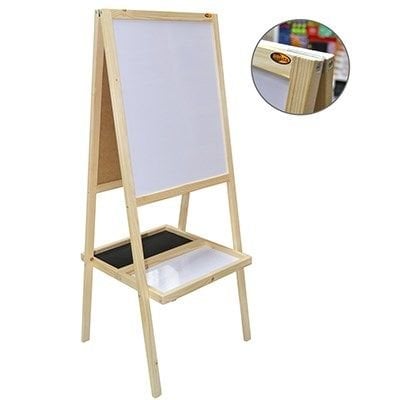 Abaküslü Ahşap Ayaklı Yazı Tahtaları Eko Çatı Tipi Siyah + Beyaz (35x50)