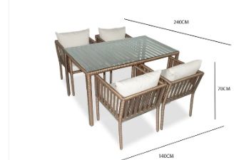 LONDON RATTAN YEMEK MASASI TAKIMI (4 KİŞİLİK)