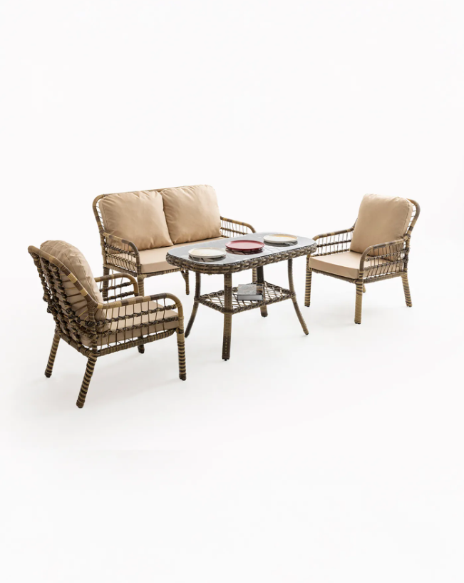 Capri Swing Pisa İkili Rattan Bahçe Balkon Oturma Grubu