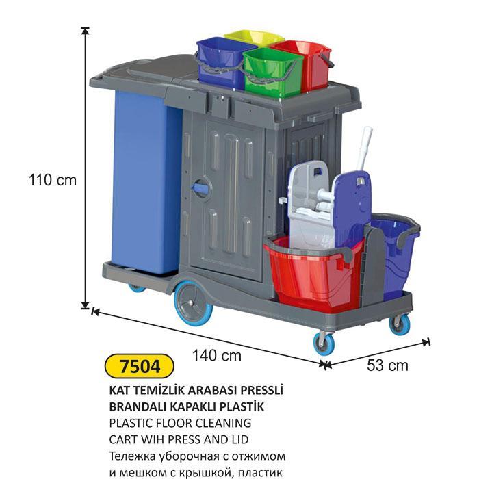 PLASTİK KAT TEMİZLİK ARABASI BRANDALI KAPAKLI