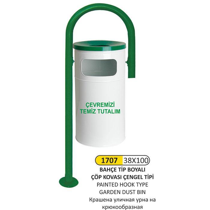 38x100 BAHÇE TİP BOYALI ÇÖP KOVASI ÇENGEL TİPİ