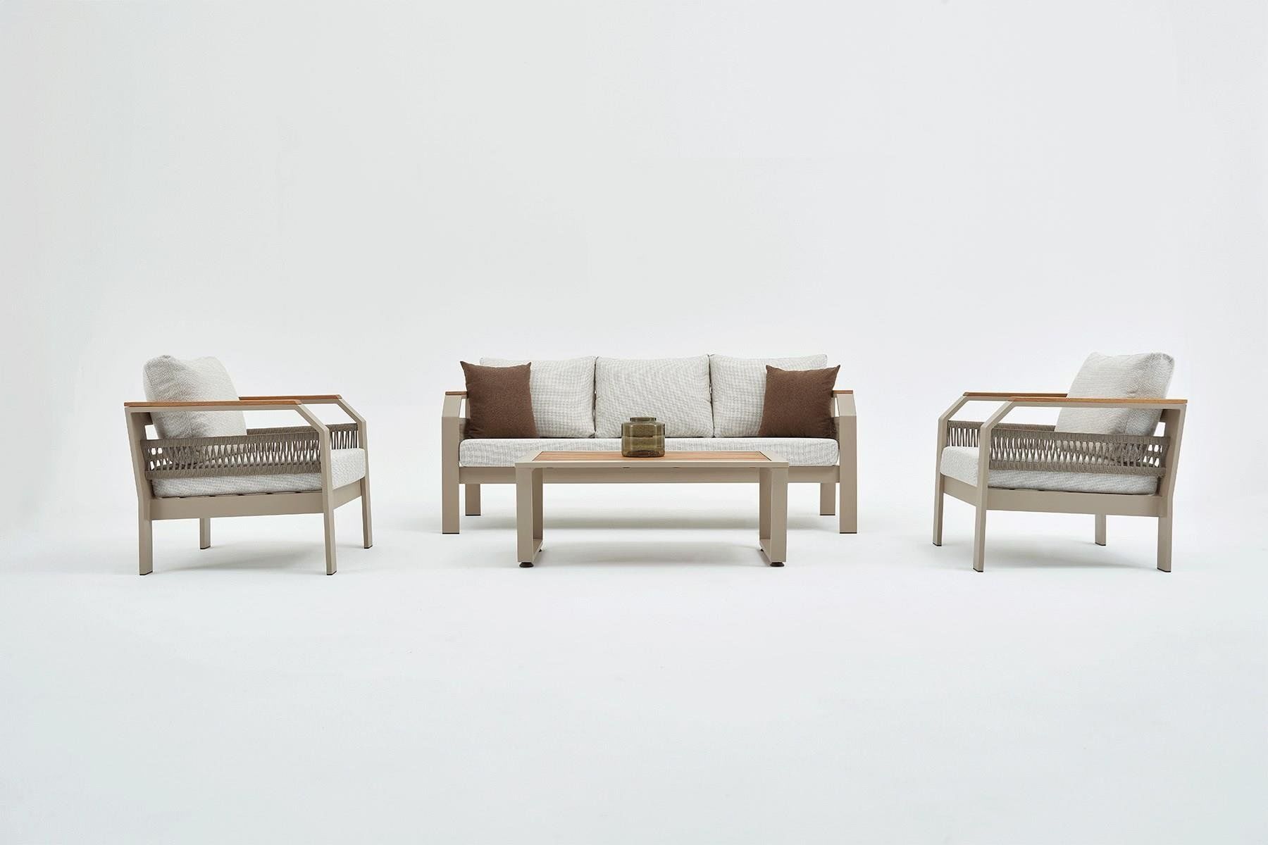 Morento Bahçe Oturma Grubu 3+1+1+Sehpa - Kum Rengi