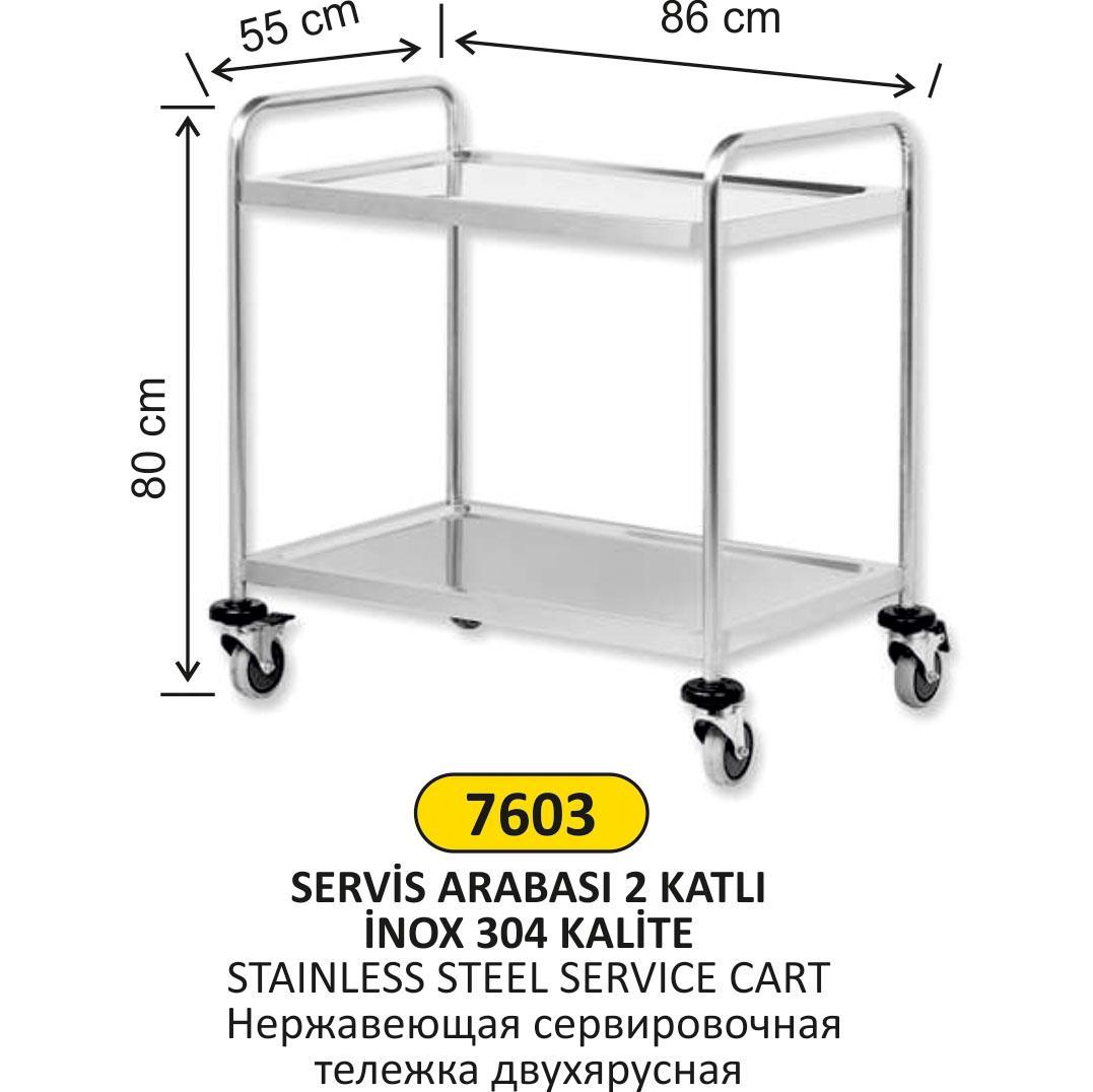 304 KALİTE INOX SERVİS ARABASI 2 KATLI
