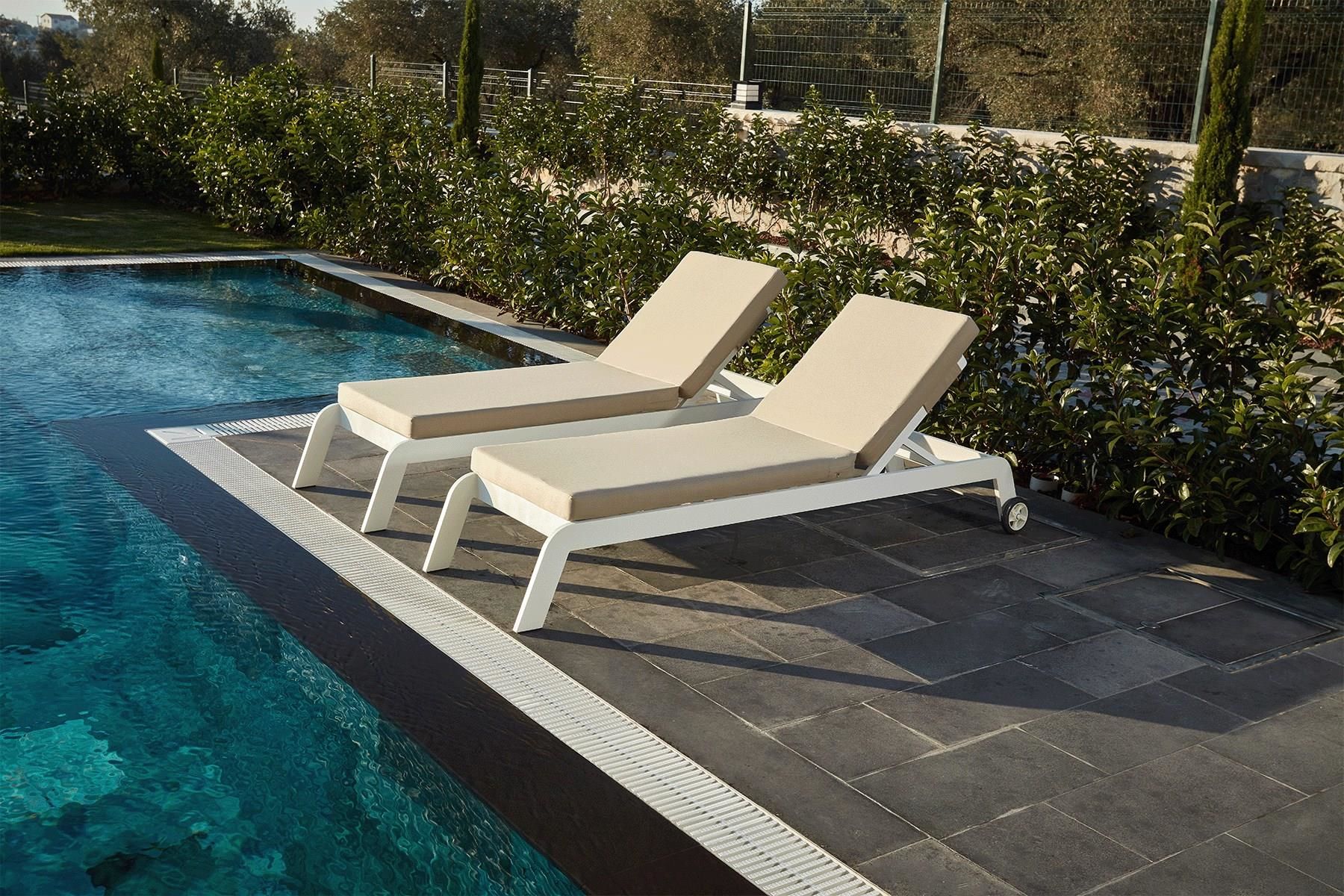 Lora Alüminyum Şezlong - Beyaz - 1 Adet