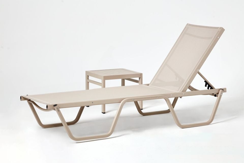 Asos Alüminyum Fileli Şezlong - Kum Rengi
