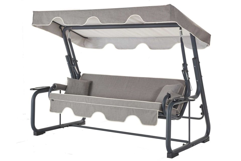 Rubus 4 Kişilik Bahçe Balkon Teras Salıncağı - Kırçıllı Gri
