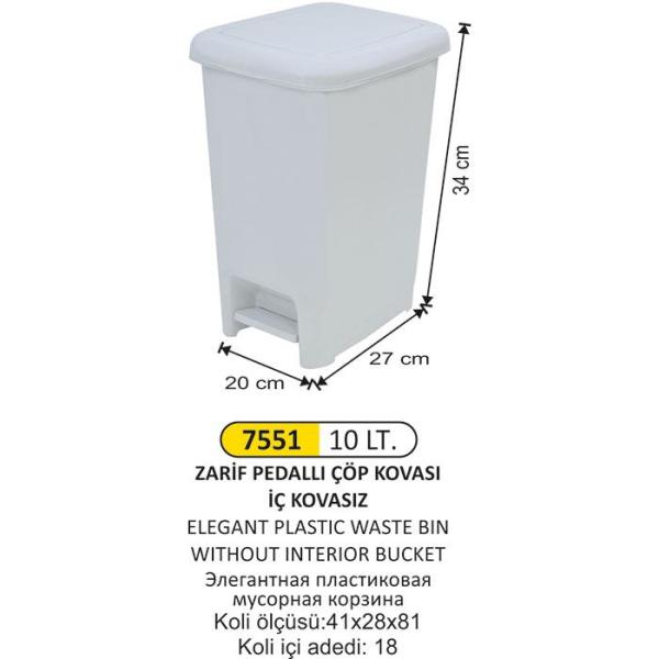 10 LT ZARİF Pedallı ÇÖP KOVASI
