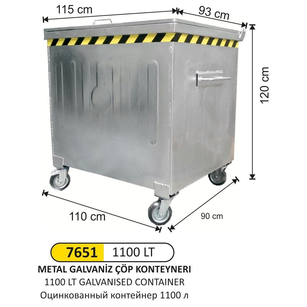 1100 LT GALVANİZ ÇÖP KONTEYNERİ