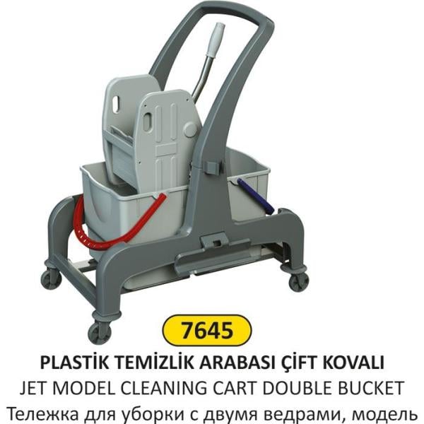 ÇİFT KOVALI PLASTİK TEMİZLİK ARABASI