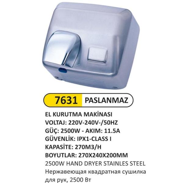 2500W PASLANMAZ EL KURUTMA MAKİNESİ