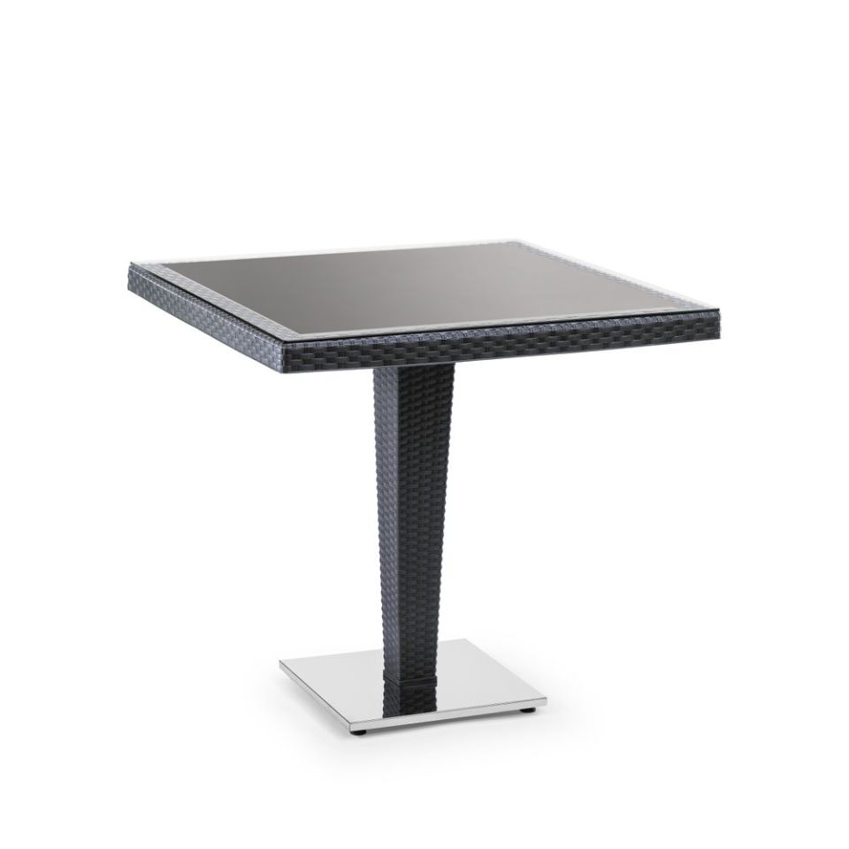 Antares 80×80 cm Masa | Dış Cam | Krom ayaklı