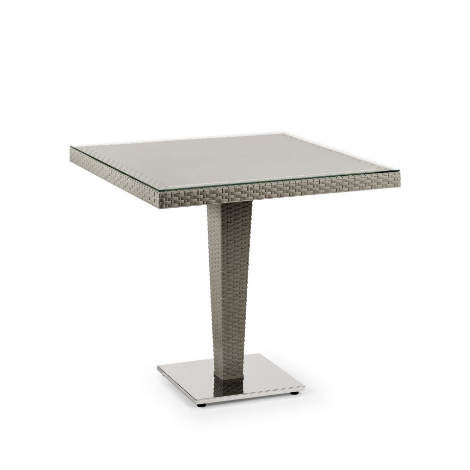 Antares 80×80 cm Masa | Dış Cam | Krom ayaklı