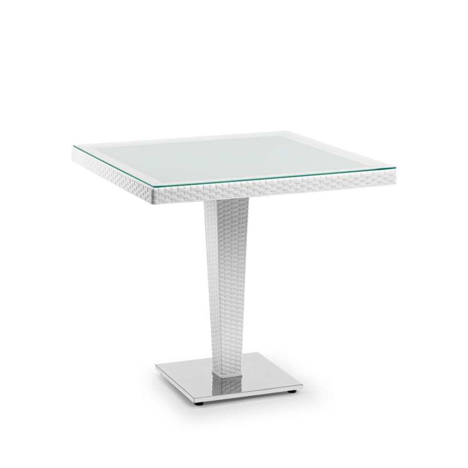 Antares 80×80 cm Masa | Dış Cam | Krom ayaklı