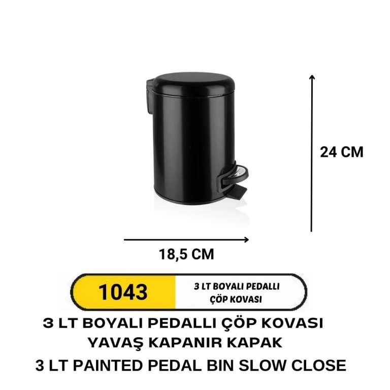 3 LİTRE BOYALI PEDALLI ÇÖP KOVASI AMORTİSÖRLÜ